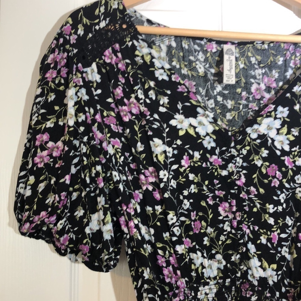 American Rag Dress Size M Cinched waist Floral Print Regency Cottagecore